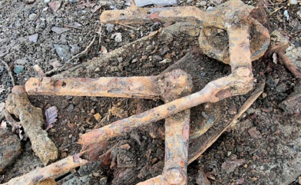 Original signal cranks, uncovered near the signal box, December  2009