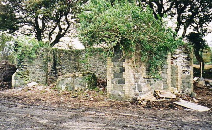 Trackside frontage with shrub and slate edging in 1999